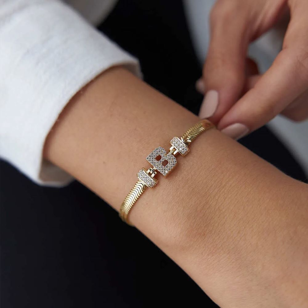 Balıksırtı Altın Harfli Bileklik