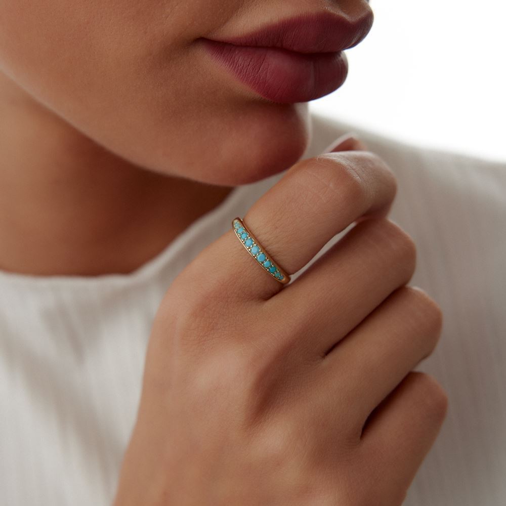 Firuze Sıra Taşlı Yüzük