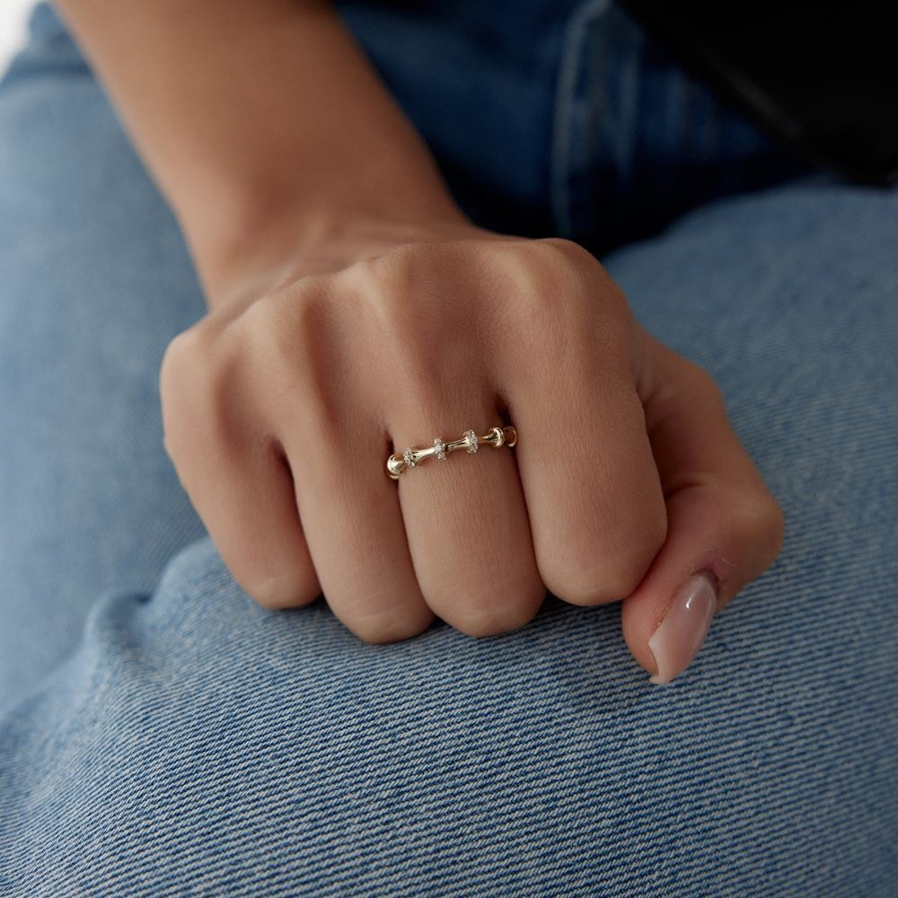 Kemik Tasarım Taşlı Yüzük