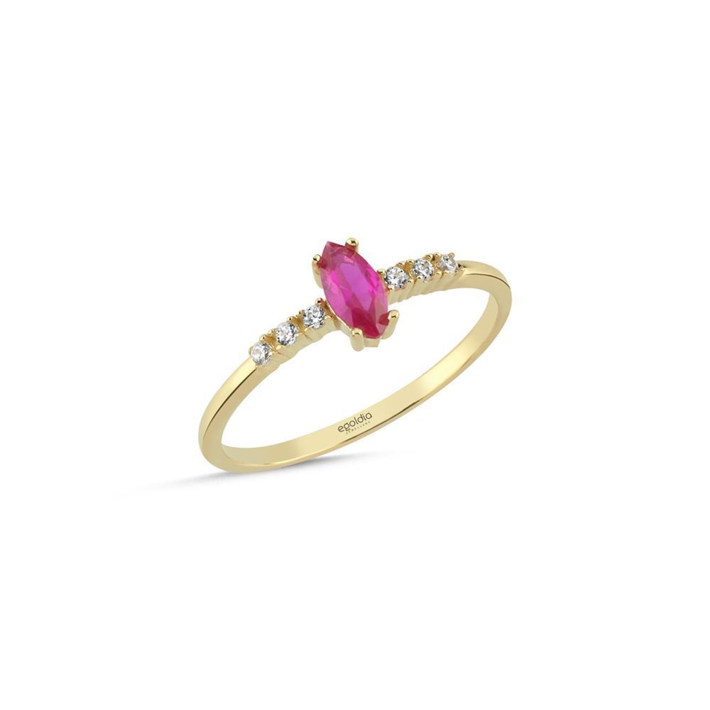 Pembe Damla Ve Baget Taşlı Yüzük