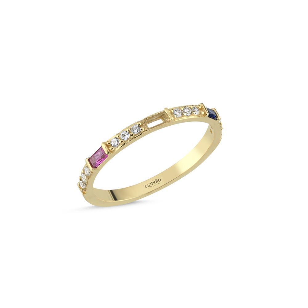 Renga Renkli Taşlı Yüzük