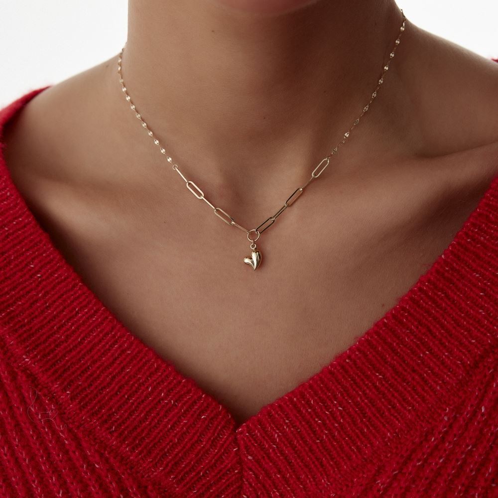 Kalp Ataç Pullu Kolye