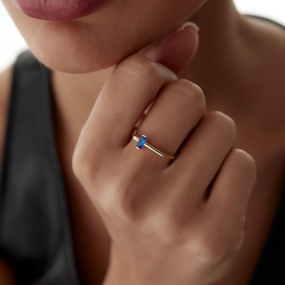 Mavı Taşlı Baget Yüzük