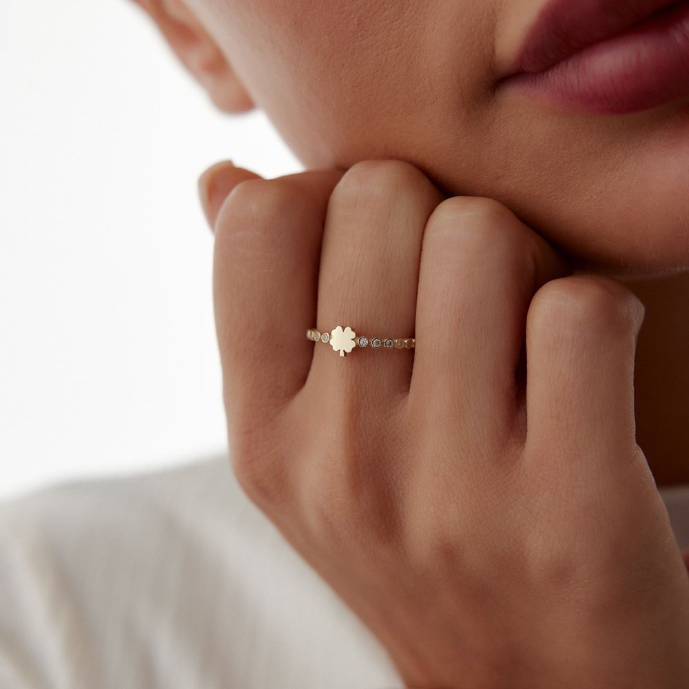 Yonca Nokta Tasarım Taşlı Yüzük