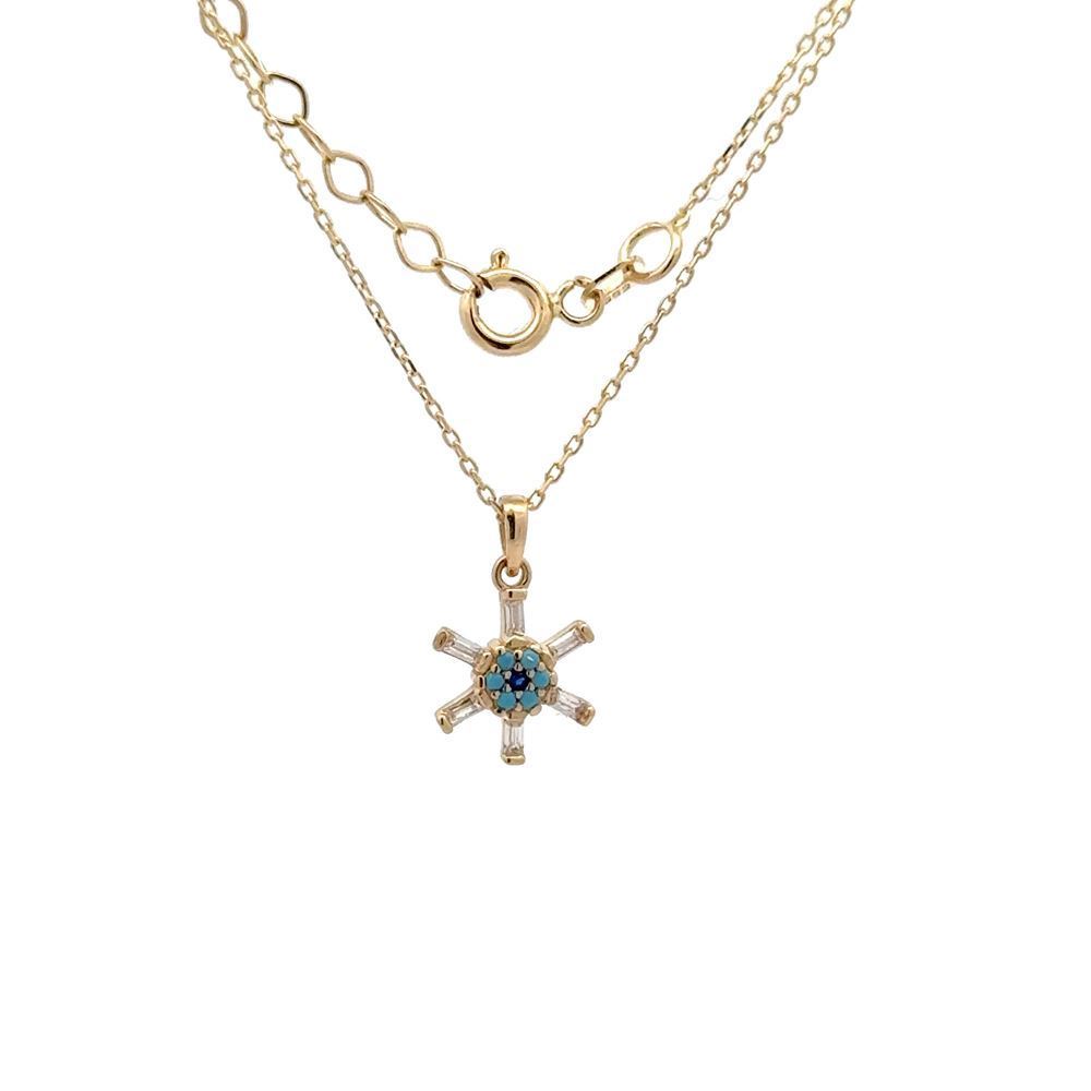 Parçalı Taşlı Çiçek Kolye