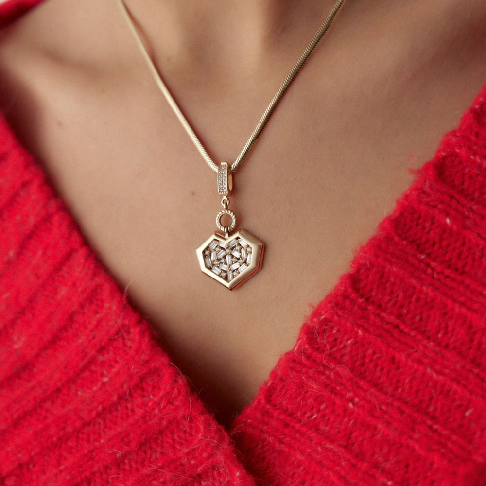 Kalp Baget Taşlı Kolye Ucu