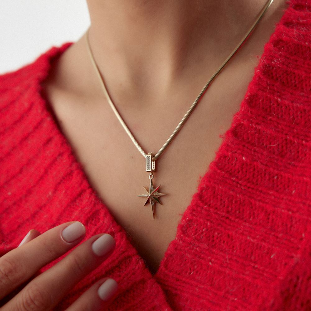 Kutup Yıldız Taşlı Charm Kolye Ucu