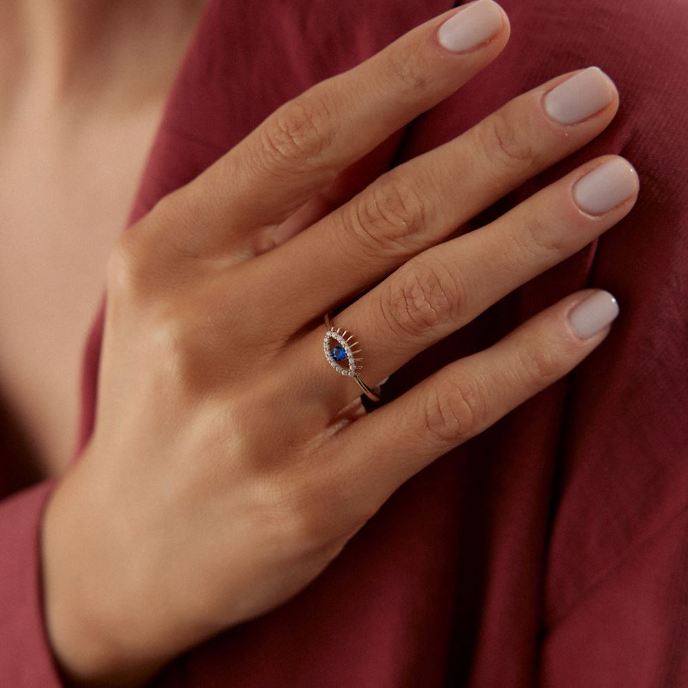 Mavi Taşlı Göz Yüzük