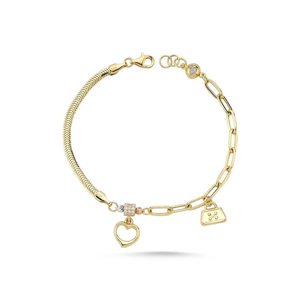 Halka Ve Balık Zincirli Kalp Bileklik