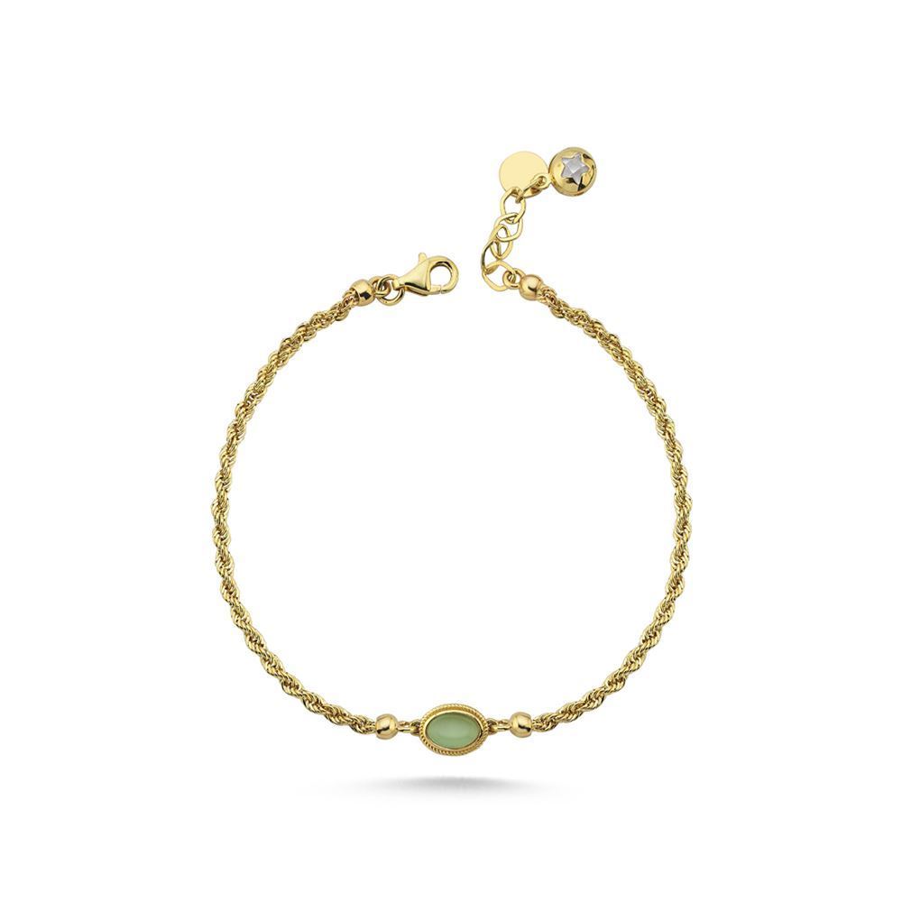 Halat Zincir Yeşil Taşlı Bileklik