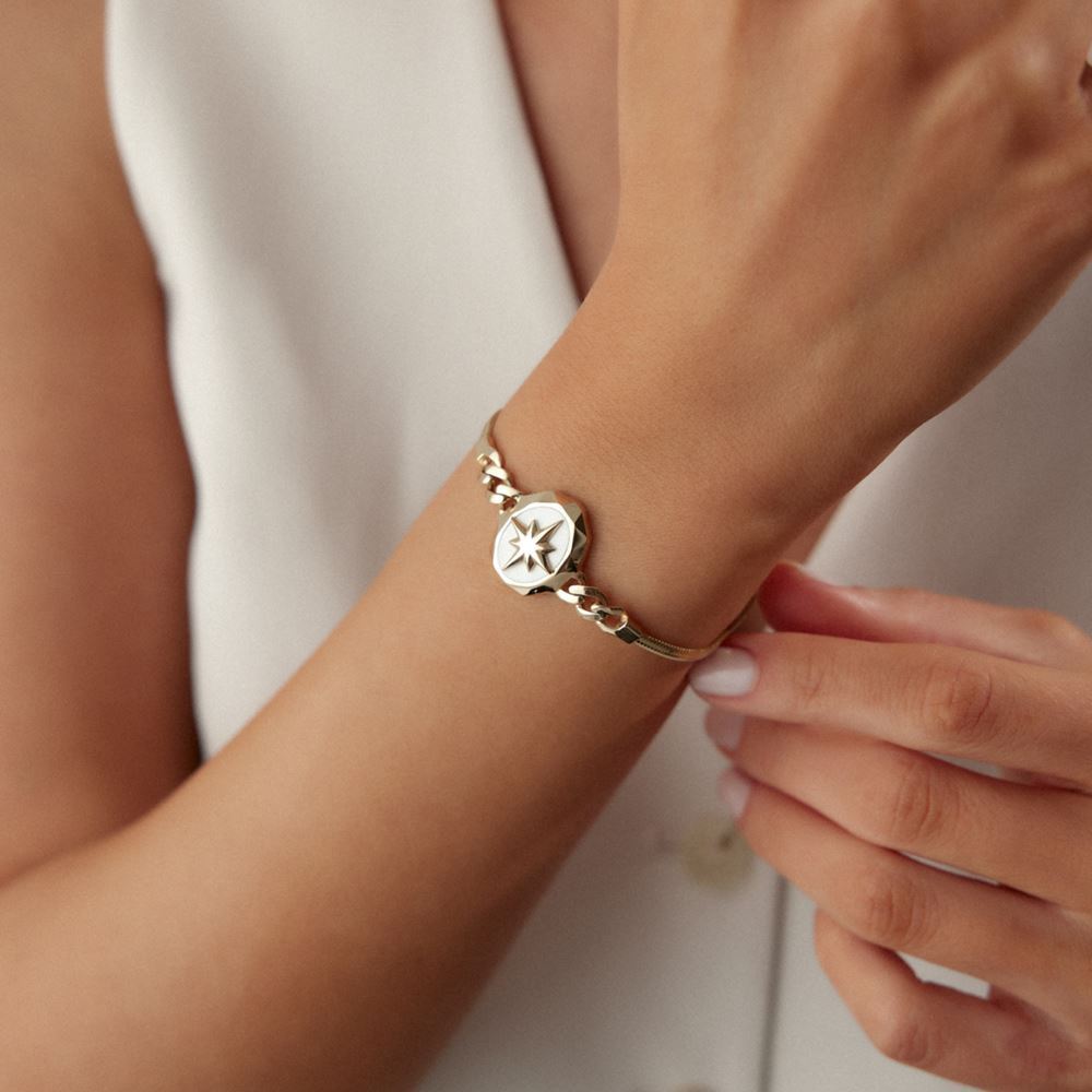 Kuzey Yıldız İtalyan Beyaz Mineli Bileklik