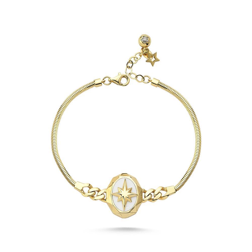 Kuzey Yıldız İtalyan Beyaz Mineli Bileklik