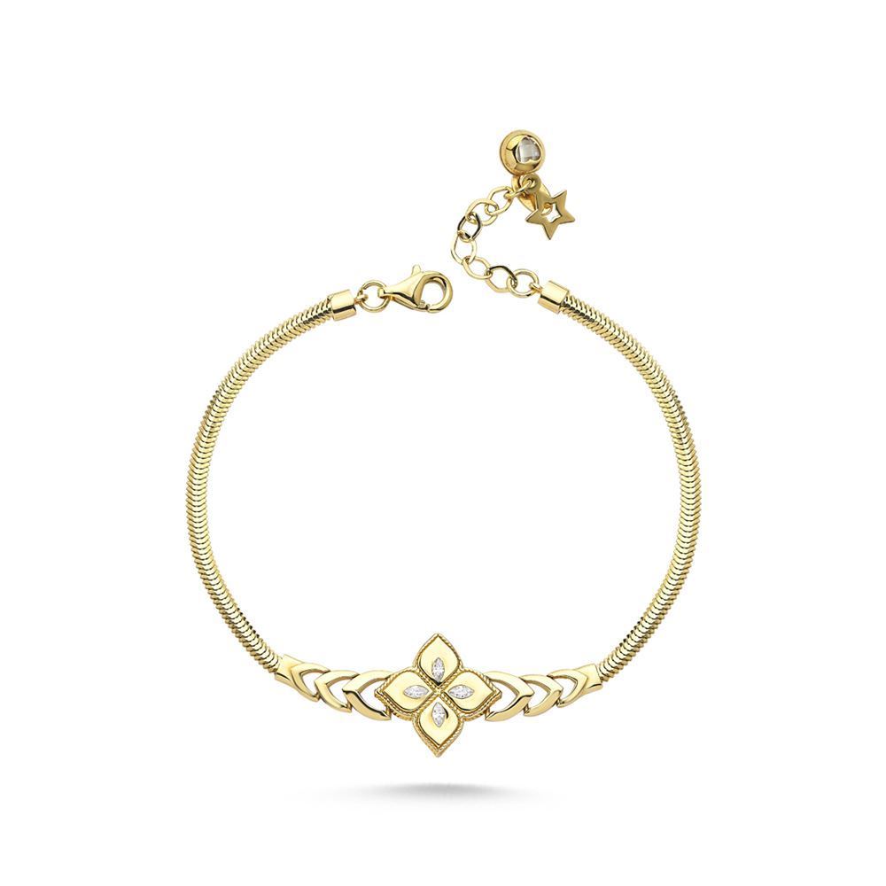 Yonca Taşlı İtalyan Zincir Bileklik