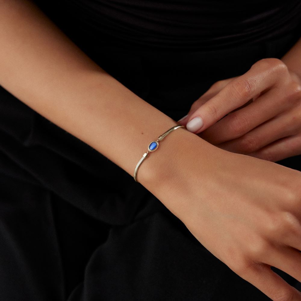 Safir Taşlı Balıksırtı Bileklik