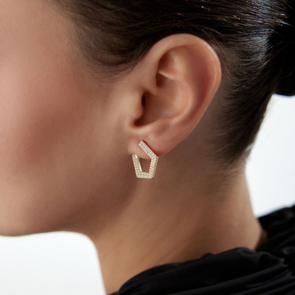 Beşgen Taşlı Küpe