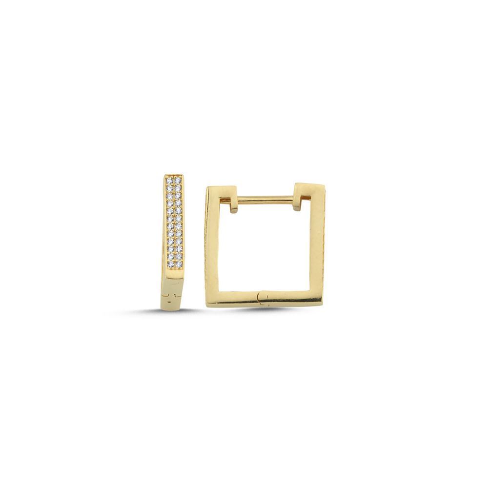 Kare Tasarım Taşlı Küpe