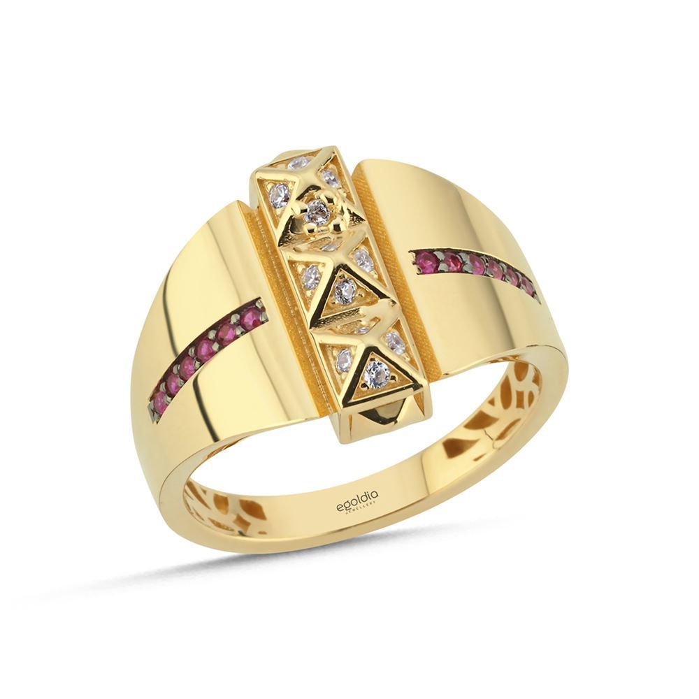 Oval Tasarım Pembe Taşlı Yüzük