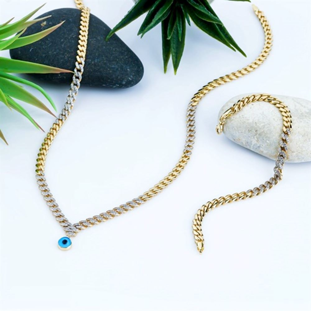 Altın Taşlı Göz Bebeğim Kolye