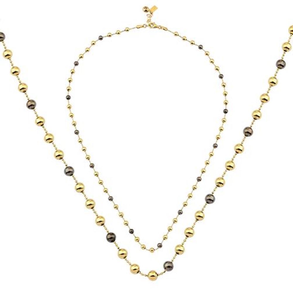 Siyah Top Renkli Altın Kolye