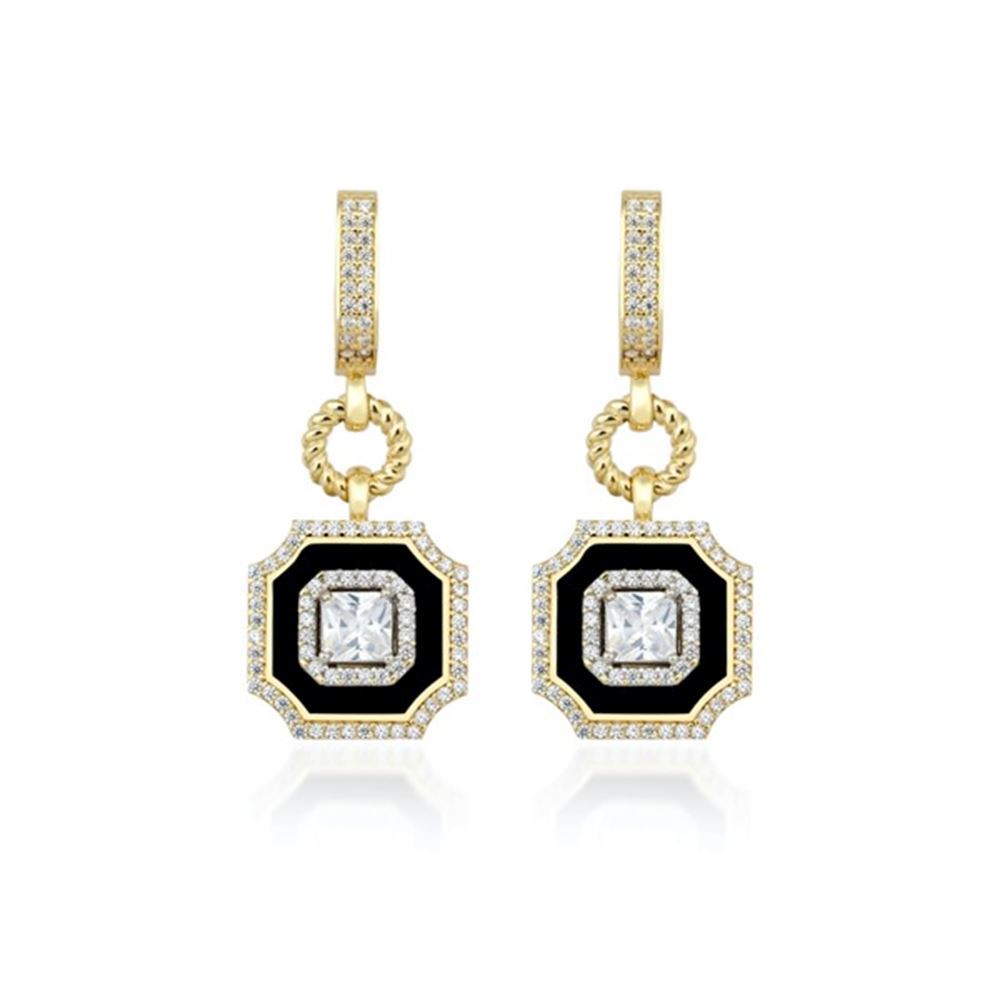 Siyah Mineli Taşlı Küpe