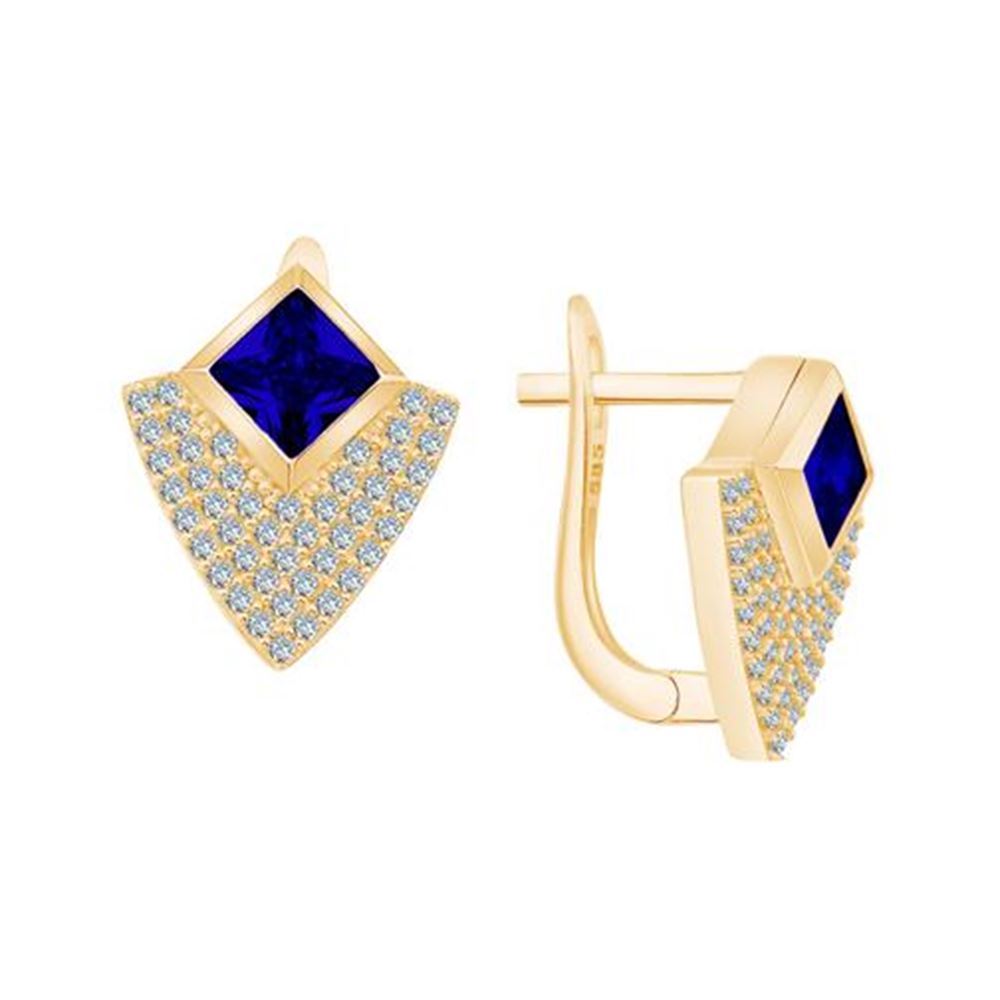 Taşlı Üçgen Formlu Küpe