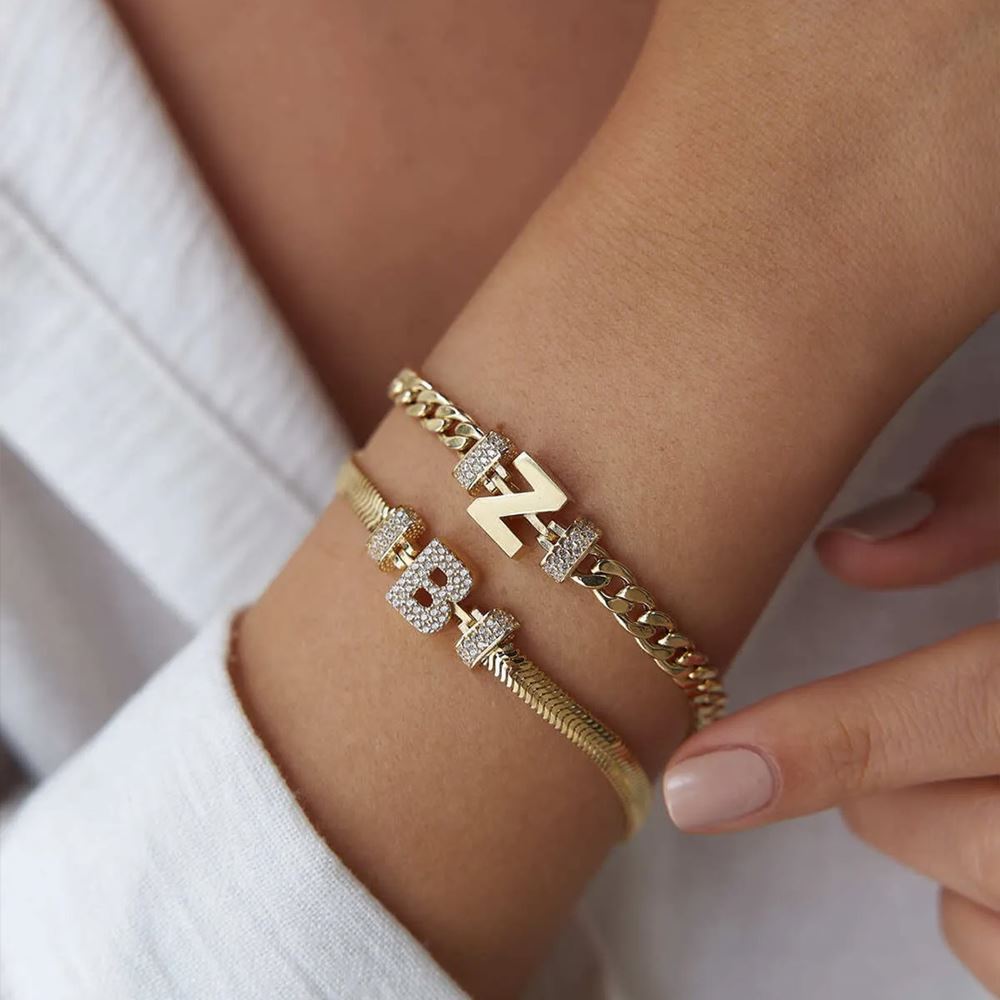 Balıksırtı Altın Harfli Bileklik