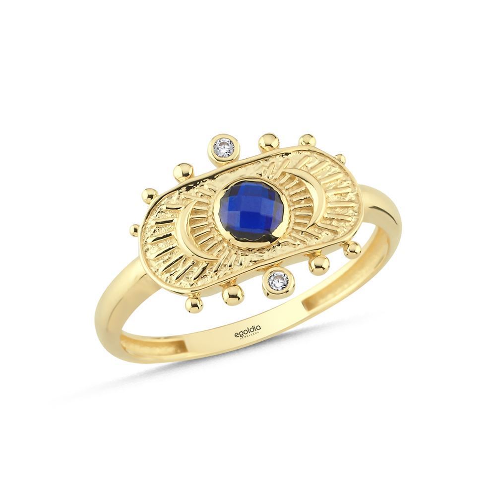 Şövalye Tasarım Mavi Taşlı Yüzük