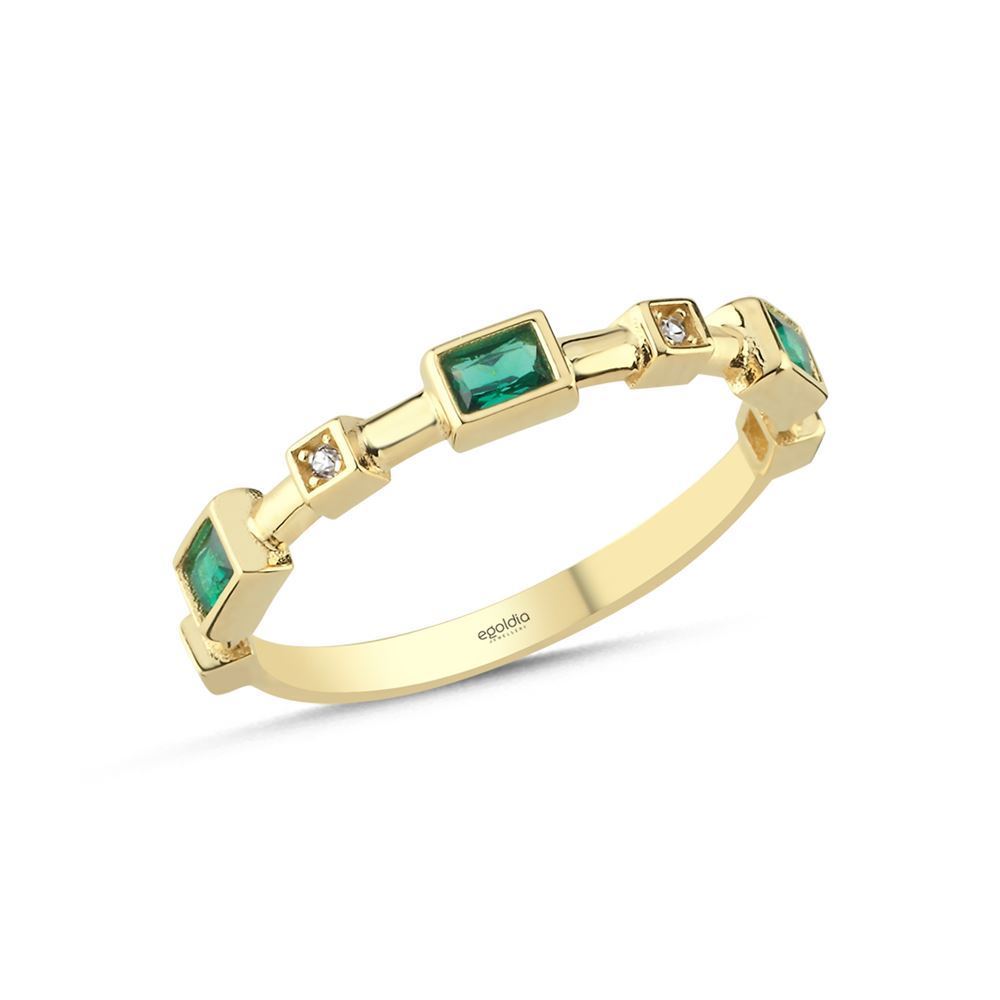 Kare Yeşil Beyaz Baget Yüzük