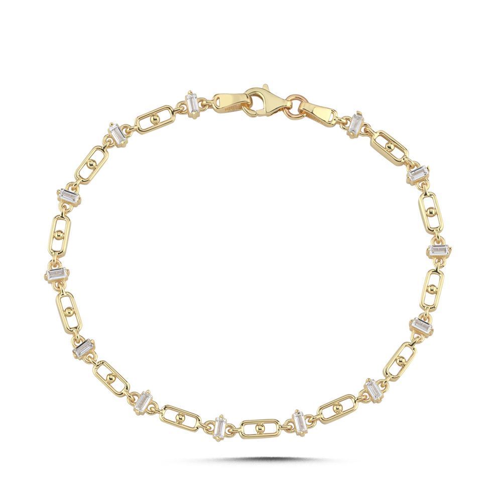 Ataç Baget Kare Tasarım Taşlı Bileklik (18,5*0,4 Cm)