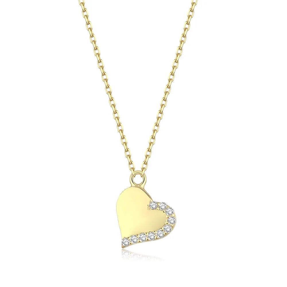 Kalp Tasarım Taşlı Kolye