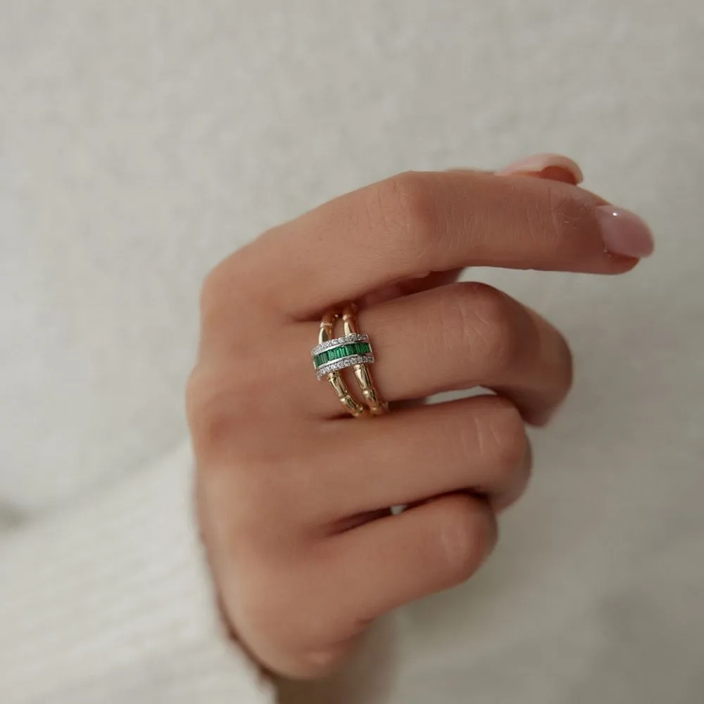 Pembe Baget Taşlı Daire Tasarım Yüzük