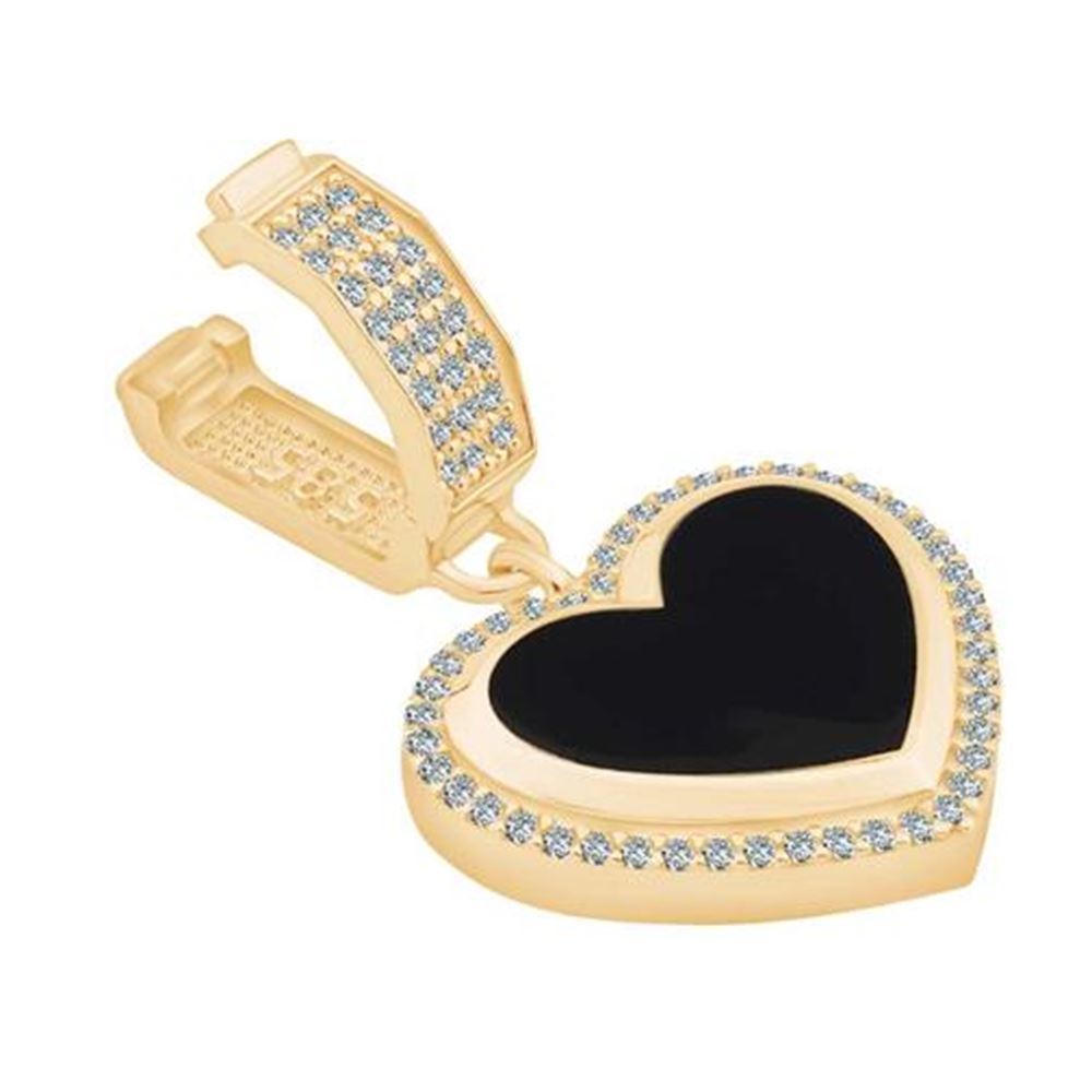 Siyah Mine Kalp Kolye Ucu Charm