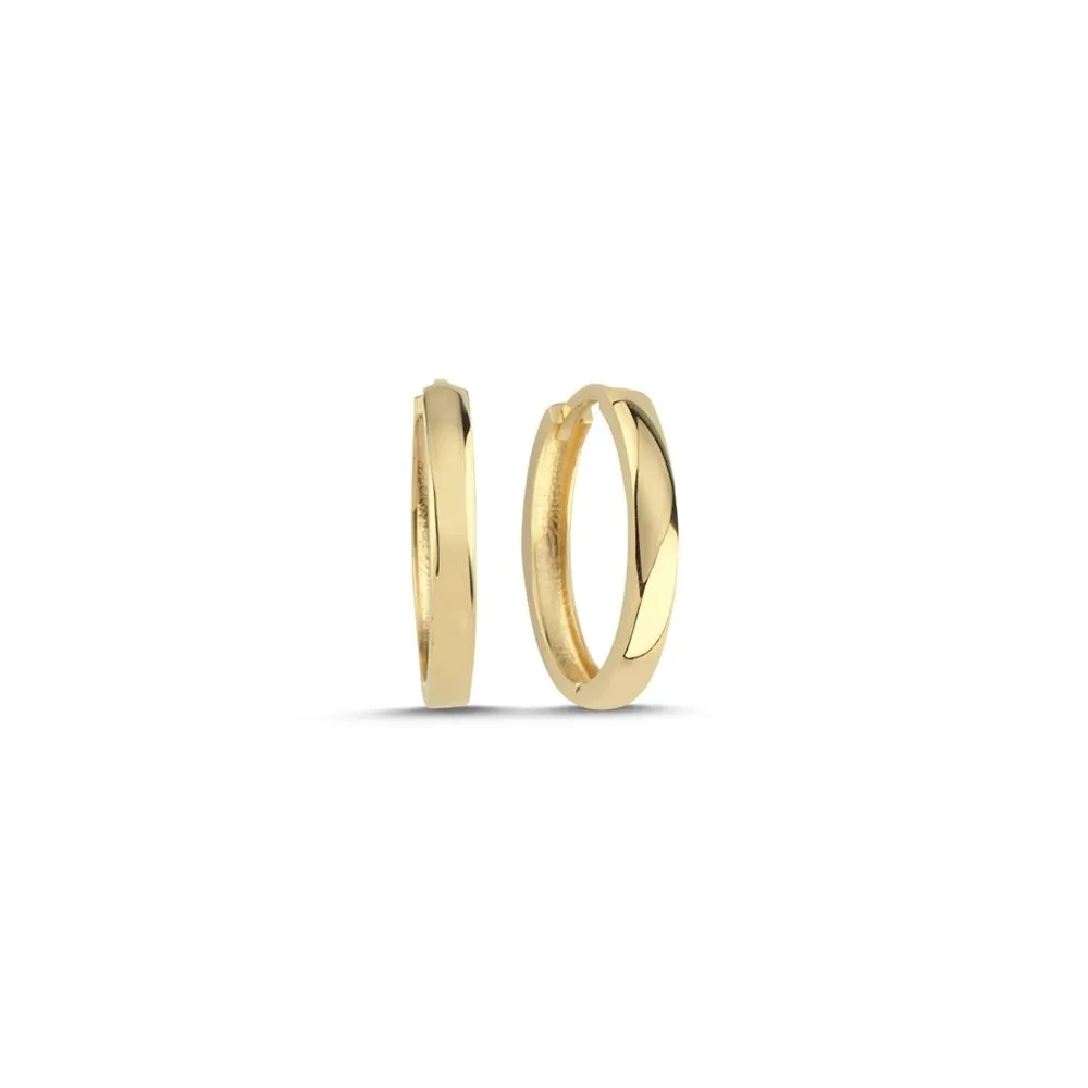 Orta Boy Sade Oval Halka Küpe (1,8x1,8 cm 2 mm)